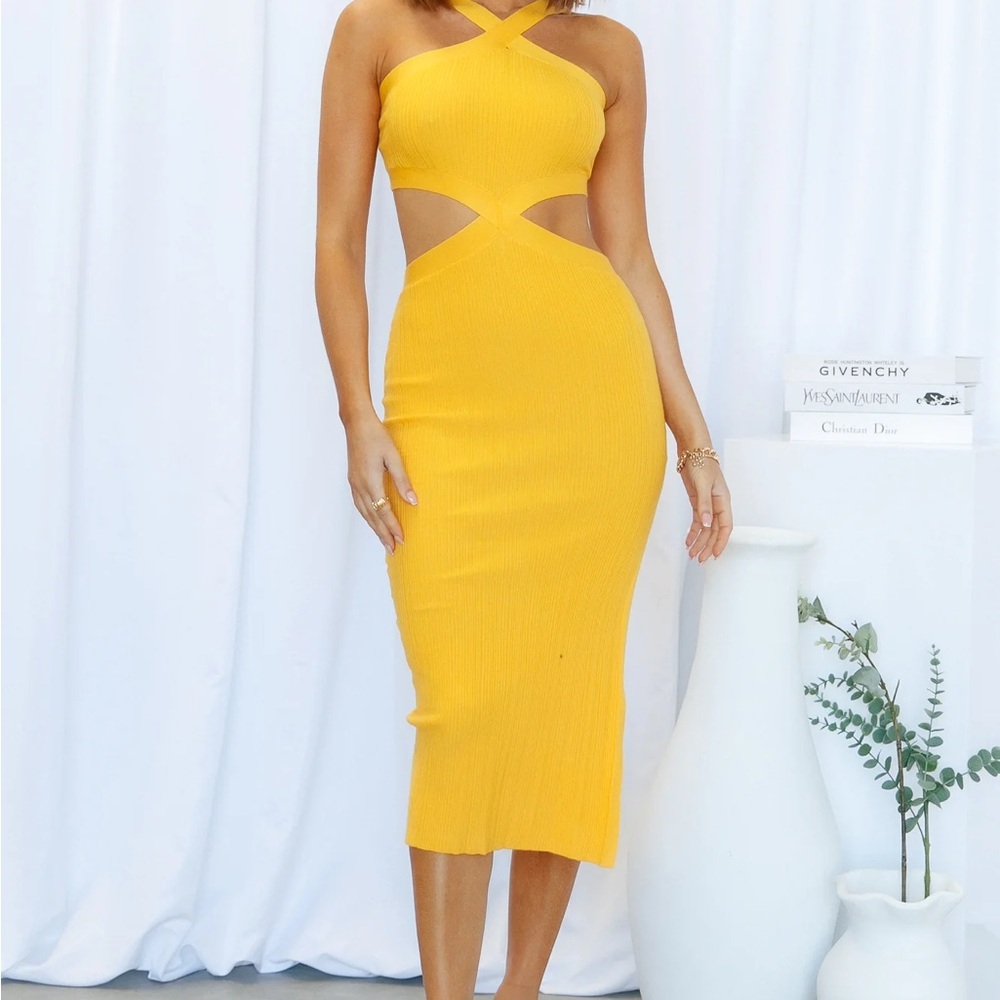 Hello Molly Yellow I ADORE U MIDI DRESS